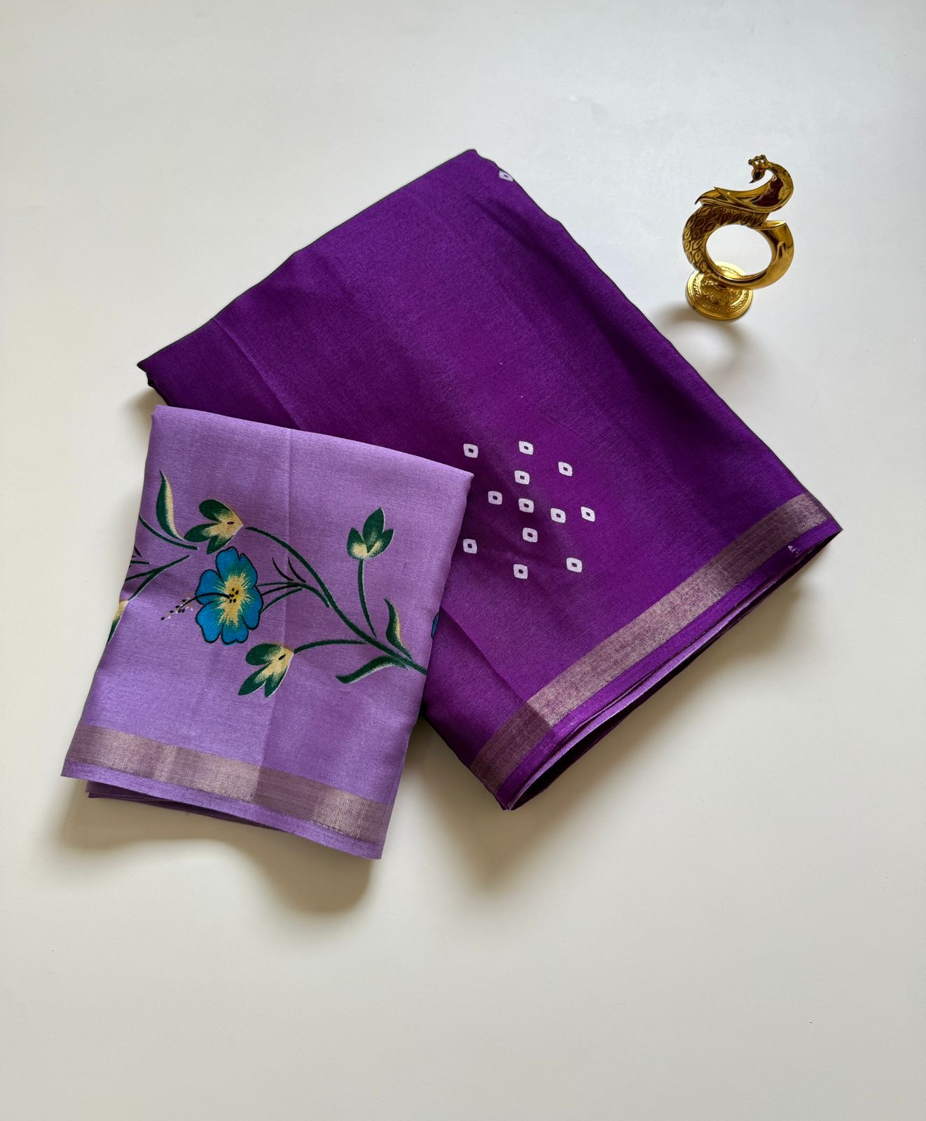 Exclusive Contrast Border Mysore Crepe Silk Saree with Chit Pallu